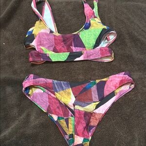 SHEIN Multicolor Abstract Bikini Set